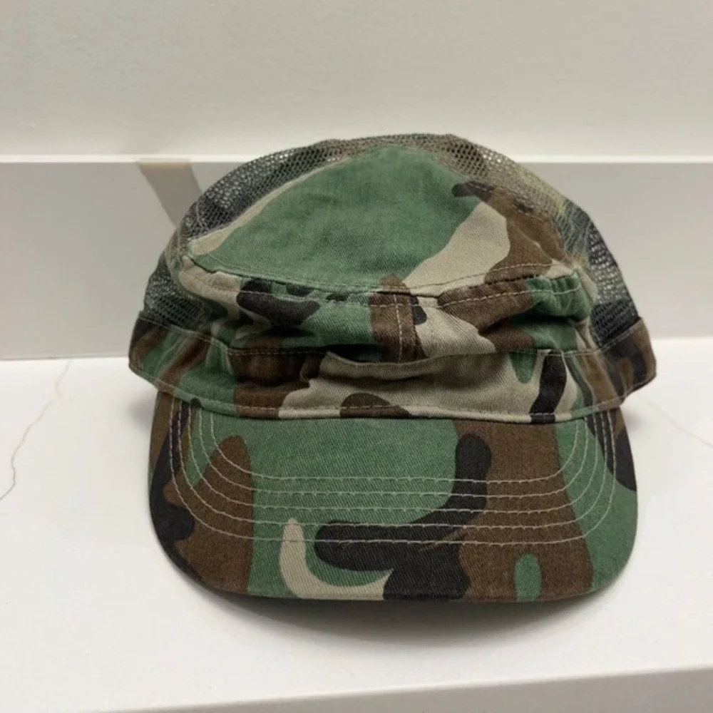 Alternative Apparel Camo Army Military Style Cadet Mesh Trucker Hat Khaki